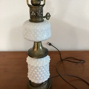 White Hobnail Milk Glass Table Lamp - Classic Home Accent